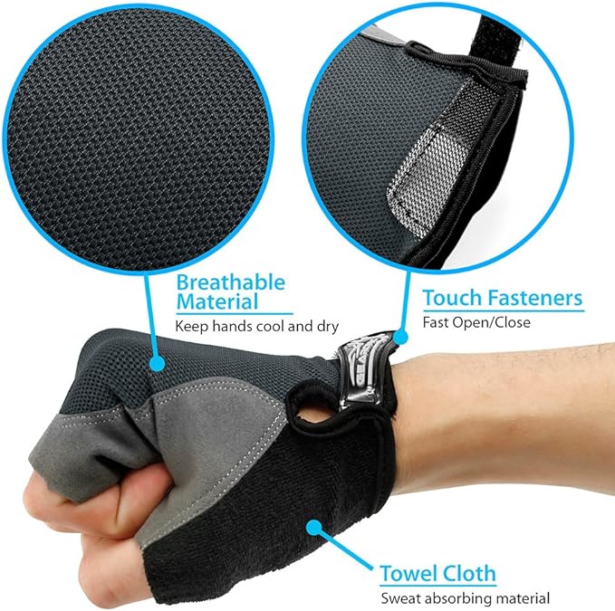 GEARONIC Mens Cycling Gloves, Fingerless Mountain Bike Gloves for Men, Breathable MTB bicycle gloves, Gel Padded Road biking gloves, Anti-slip Road Motorcycle Gloves for Men/Women, Half Finger Guantes