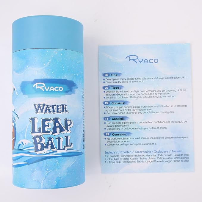 Ryaco Leap Ball Water Skipping Pool Balls - 3 Pack Bouncing Beach for All Ages - Extreme Bathing Fun with Your Friends & Family at The Beach, Pool, River or Lake