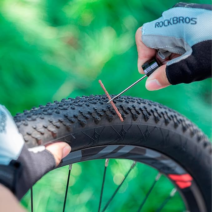 ATEN Tubeless Bike Tire Repair Kit for MTB and Road Bicycle Tires, Fix a Puncture or Flat, Includes Plugger Tool and Plugs - 5 Bacon and 5 Black Strips