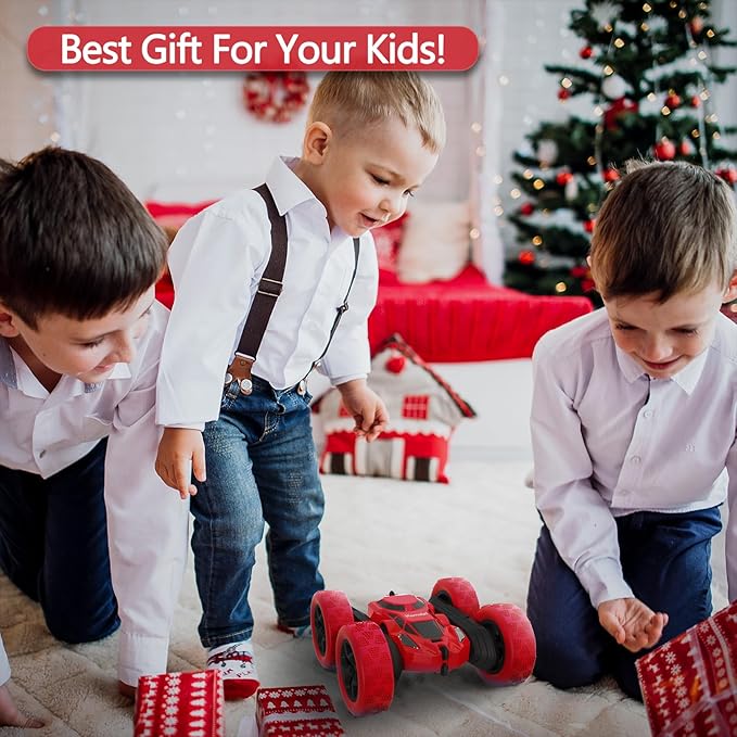 RC Stunt Car for Kids Ages 6–12, 360° Rotating Remote Control Car with LED Lights, 4WD Electric Toy Vehicle, USB Rechargeable, Perfect Birthday, Holiday for Boys & Girls