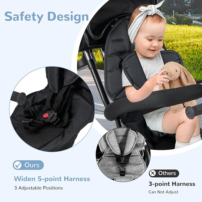 INFANS Kids Tricycle, 6 in 1 Baby Trike Toddler Bike with Reversible Seat, Adjustable Push Handle, Control Direction, Removable Canopy, Safety Harness, Belt, Storage, 9-60 Months (Black)