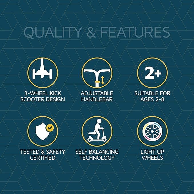 Kids Scooter – Foldable Seat – LED Wheel Lights Illuminate When Rolling – Children and Toddler 3 Wheel Kick Scooter – Adjustable Handlebar – Indoor and Outdoor- by Lifemaster