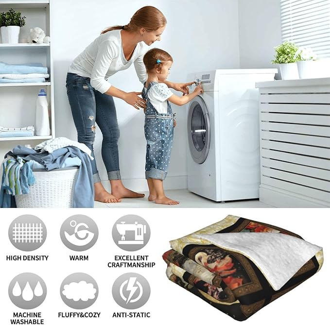 Japanese Gifts for Women, Japan Geisha Girls Flannel Throw Blanket, Cozy Fleece Soft Stuff Blankets Gift for Girls Couch Sofa Bed 80" x 60"