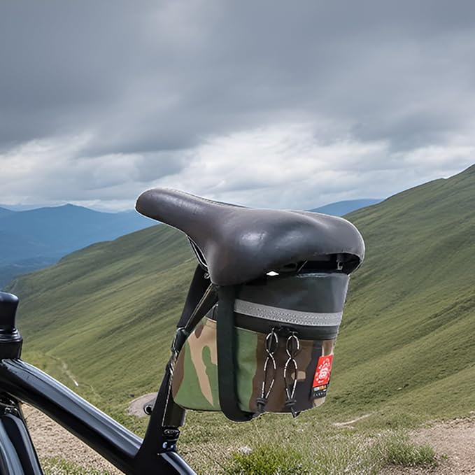 Rough Enough Bike Saddle Bag Seat Pack with 3M Reflective Tape for Road Mountain Bikes Outdoor Tactical Camo