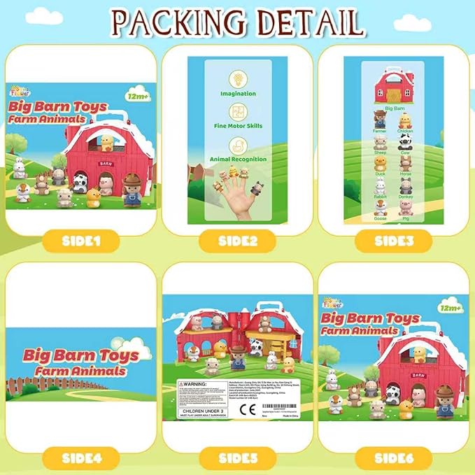 SpringFlower Toddler Toys for 1 2 3 Years Old Boys and Girls, Big Barn Toy with Farm Animal,Educational Montessori Toys, Farm Pretend Playset Toy, Christmas Birthday Gift for Toddler Baby Boys Girls