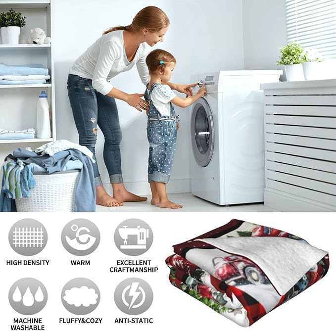 Christmas Truck Blanket for Kids, Truck Decor Fleece Blanket Gifts for Boys Girls, Warm Cozy Soft Flannel Christmas Stuff for Bed Sofa Couch 50" x 40"