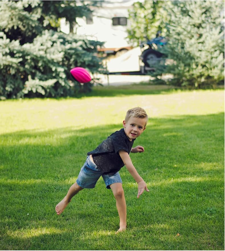 Mini Football 3-Pack - 5” Spiral Foam Football Small Footballs for Kids - Mini Footballs 3-Pack - Soft, Easy Grip Toddler (Pink, Orange, Green)