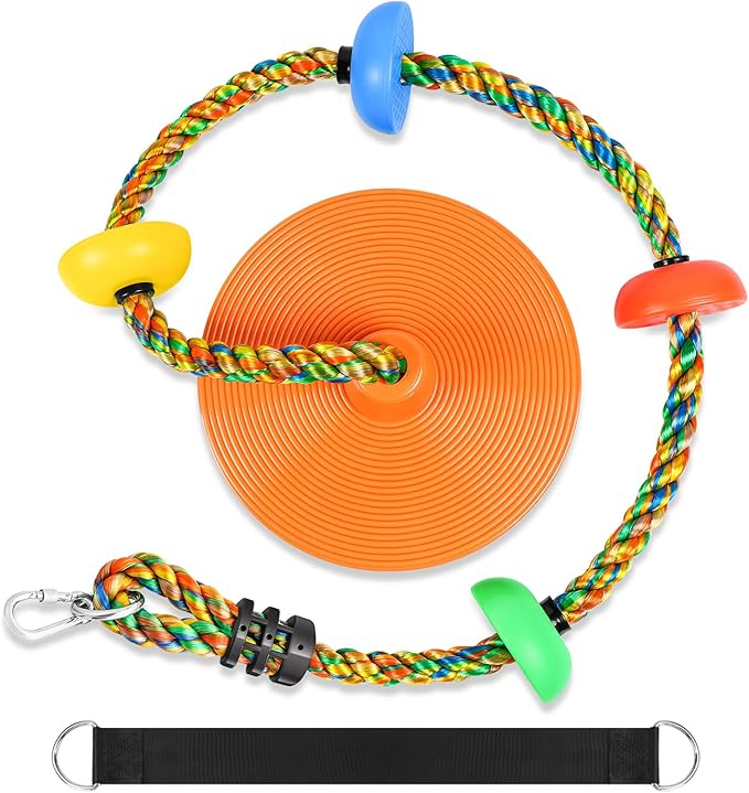 ZNCMRR Tree Swing for Kids Rope Swing for Tree Climbing Rope for Kids Heavy Duty Disc Swings for Kid Outdoor Playground Accessories Swing Set Accessories Swingset Accessories Outdoor(Orange)