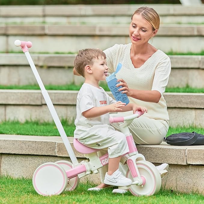 XIAPIA Tricycle for Toddlers 1-3 Year Olds, 5 in 1 Toddler Balance Bike with Removable Pedal, Push Trike Toys with Adjustable Pushrod for 2 3 4 5 Year Old Boys & Girls, Birthday Gifts for Kids