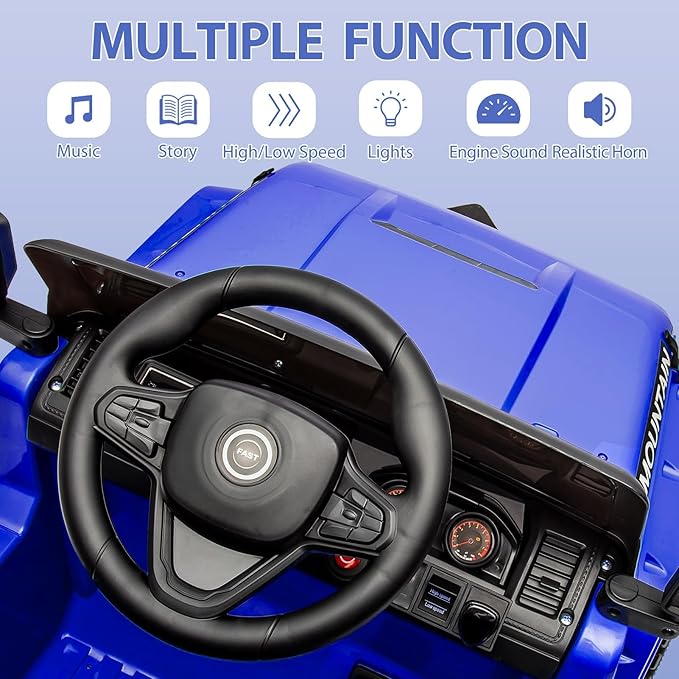 12V Kids Ride-on Truck with Parent Remote Control,All-Terrain Electric Car with Twin 35w Motors, 3 Speeds & Spring Suspension,LED Lights for Fun Night Drives,Ideal Gift for Boys & Girls