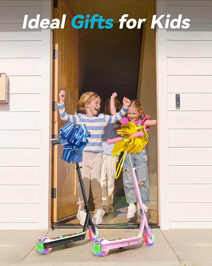 Gyroor Kids Electric Scooter with LED Lights – 2-Level Adjustable Handlebar, 5 MPH Safe Speed, Foot Sensor Start, Rear Brake, 2-Hour Charge, 121 lbs Max Load, for Boys & Girls Ages 6-12