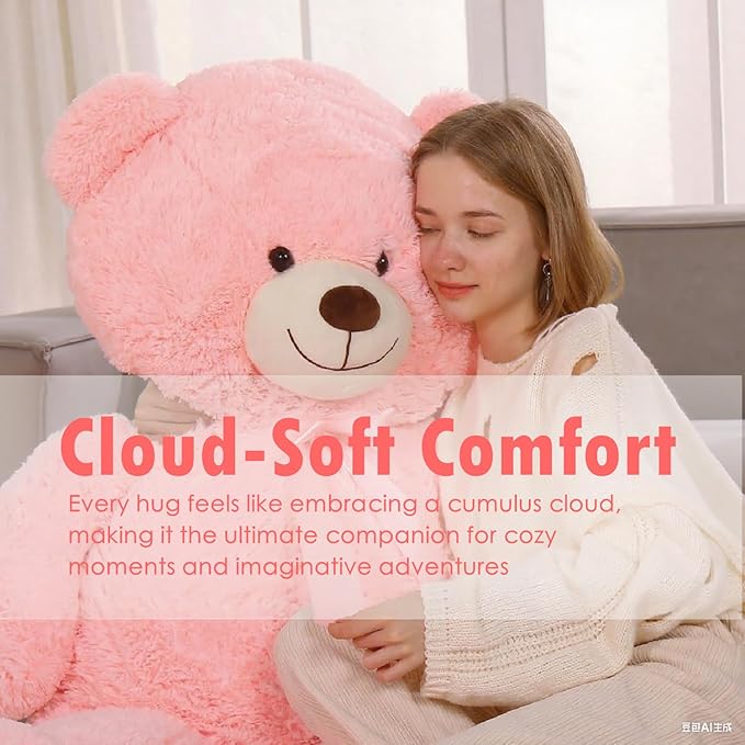 Tezituor 59” Pink Big Teddy Bear, 5ft Giant Stuffed Animal Plush,Soft Bear Gifts for Christmas, Birthday,Valentine, Baby Shower