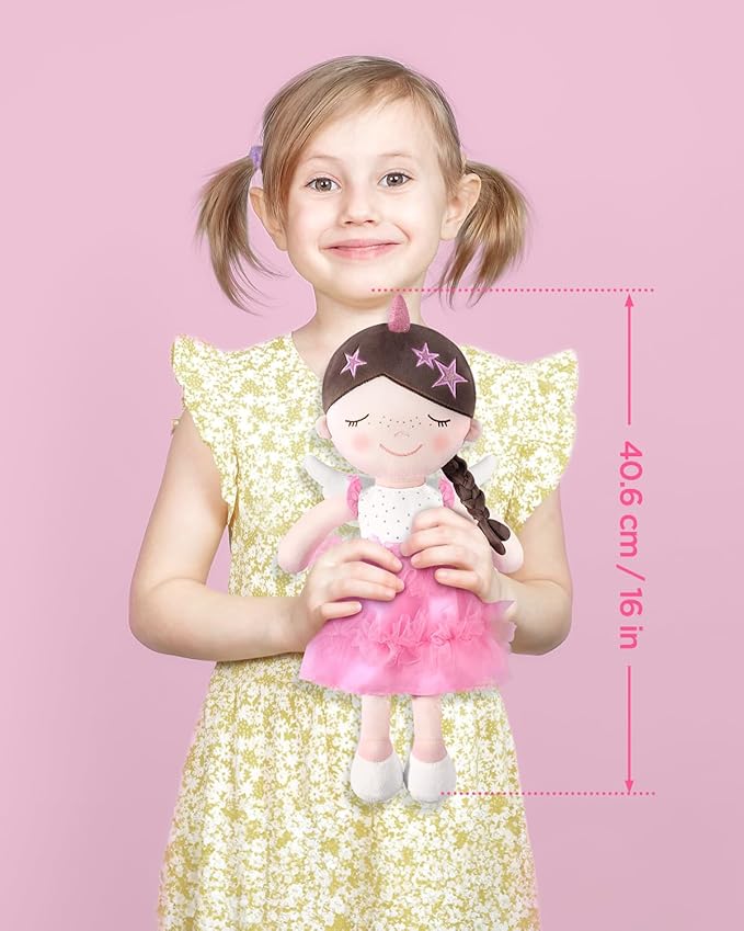 GAGAKU Soft Baby Doll Toys (16'') for Girls, My First Baby Rag Dolls for 1 Year Old Girl Birthday Gift Plush Doll Toys Machine Washable Baby Doll for Toddler Kids Infants - Star Princess