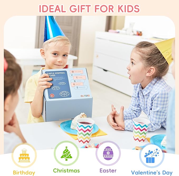 OUTREE Stepping Stones for Kids, 6 Pcs Balance Training and Sensory Coordination Turtle Stepping Stones for Obstacle Course,Non-Slip Bottom Balance Stones for Indoor or Outdoor Play