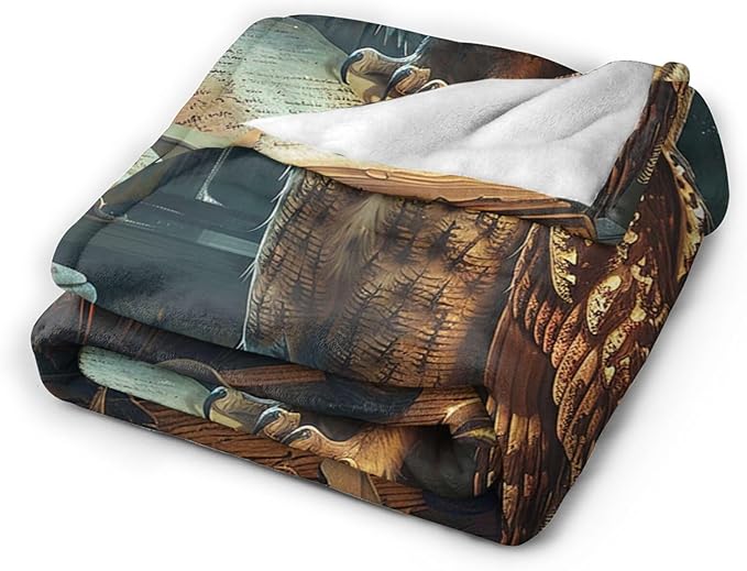 Owl Blanket Owls Gifts for Women Girls Book Throw Blanket Cozy Plush Fleece Flannel Lightweight Fuzzy Party Blankets for Bed Decor 50"X40"