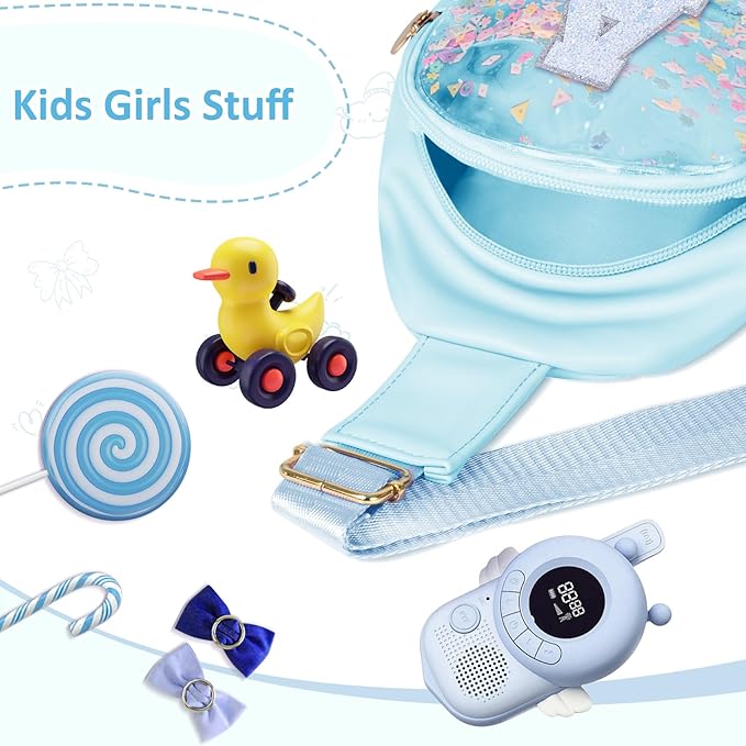 COSHAYSOO Personalized Christmas Birthday Gifts Burr Basket Stuffers for Girls Blue Purse Sling Bag Crossbody Girl Cute Funny Cool Mini Travel Fashion Accessories Monogrammed Initial Letter S