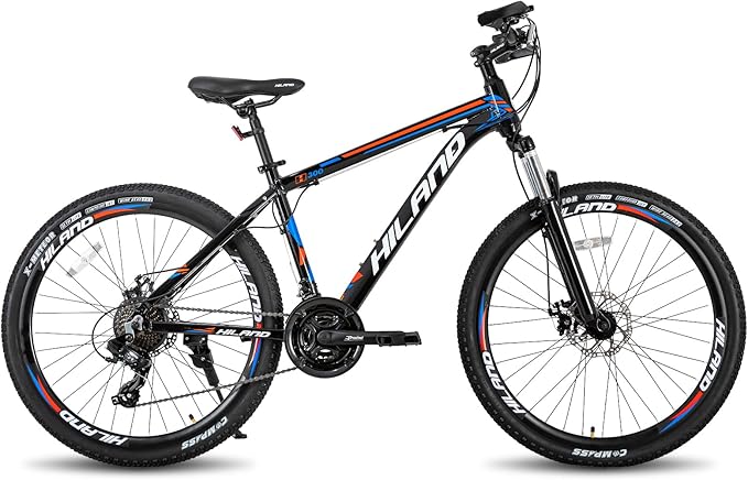 HILAND 26 27.5 Inch Mountain Bike, Mens and Womens Aluminum Frame MTB with 21 Speeds, Dis Brake, Hardtail Bicycle for Adults