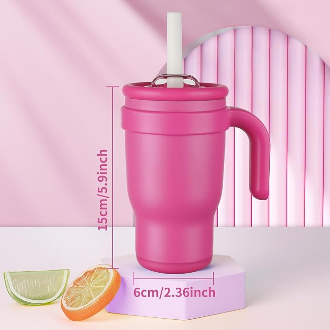 14oz Toddler Sippy Cup Vacuum Insulated Stainless Steel Kids Cup with Handle, Spill-Proof Straw, Leak-Proof Travel Cup for Home or On-the-Go