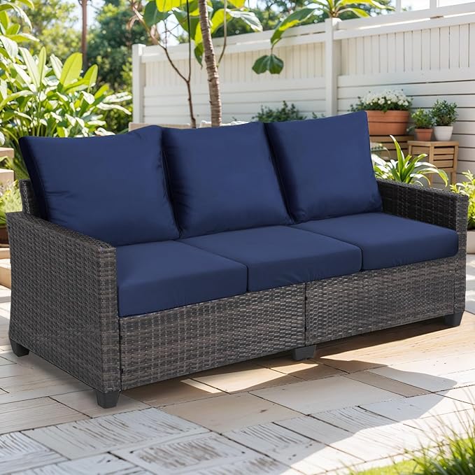 100% Waterproof Couch Cushion Covers Chair Seat Cover, Stretch Sofa Cushion Covers for Sectional Sofa, Reversible Furniture Protector Covers for Pets, Washable (Chair Cushion, Navy)