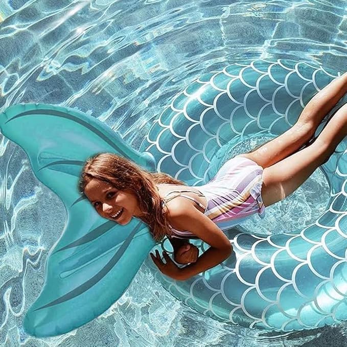 Children Swimming Ring, Inflatable Pool Floats Swim Tube Raft Toy with Fruits Mermaid Decorations Summer Water Fun Lounge Beach Lake Party Supplies for Kids
