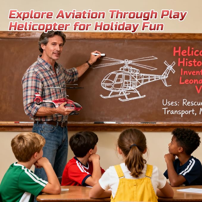 DEERC Remote Control Helicopter, Rescue RC Helicopter Toy with LED Lights, 2 Batteries, Altitude Hold & 2.4GHz Stable Control, Realistic Rescue Design, Ideal Gift for Kids and Adults