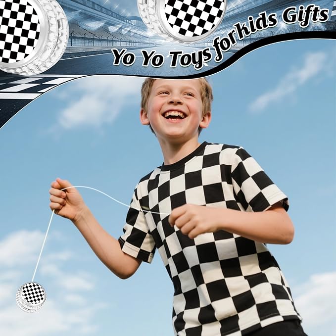 24 Pack Racing Car-Themed LED Light Up Yo Yo Balls Party Favors, Back to School Gifts, LED Lighted Yo Yo Bulk Toys for Boys Girls Birthday Classroom Rewards