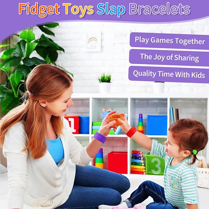 Sensory Fidget Toys Slap Bracelets,Textured Silicone Sensory Bracelets for Kids (6 Packs) Calming Tools for Autism,Anxiety,Stress Relief&ADHD,for Adults Office Desk,Gift&Rewards for Stress Relief