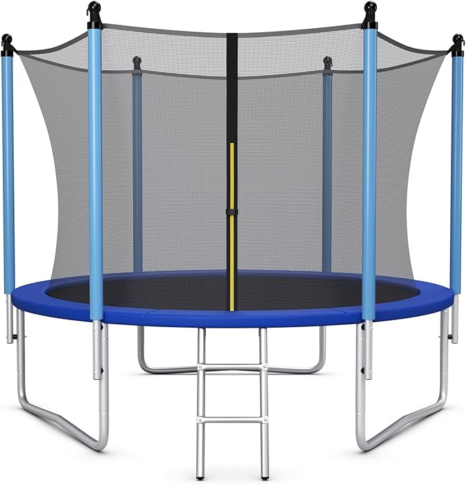 Giantex Trampoline for Kids Adults, ASTM Approved 8 10 12 14 15 16Ft Big Trampoline with Ladder, Thickness Steel Pipes Wear-Resistant All Weather Outdoor Large Recreational Trampoline with Net
