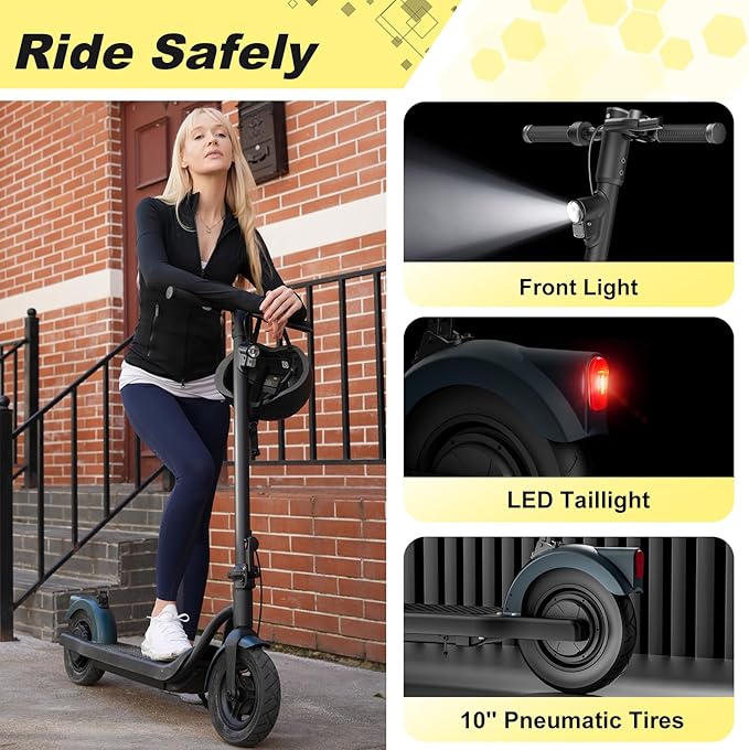 Electric Scooter Adults, Foldable E Scooter for Adults,500W Motor, 19 Mph, 21 Miles, 10" Tires Heavy Duty E-Scooter