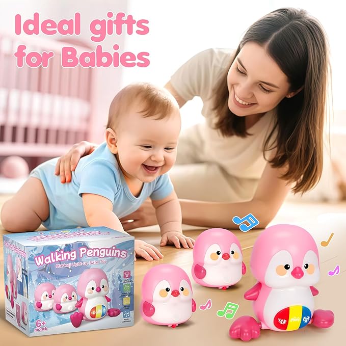 Baby Toys 6-12 Months, Musical Penguins Crawling Infant Toys, Early Learning Toy for Tummy Time with Light & Sound, Birthday Gifts for Babies Newborn Boys Girls 0-3-6 7 8 9 10 11 Months 1 Year Old