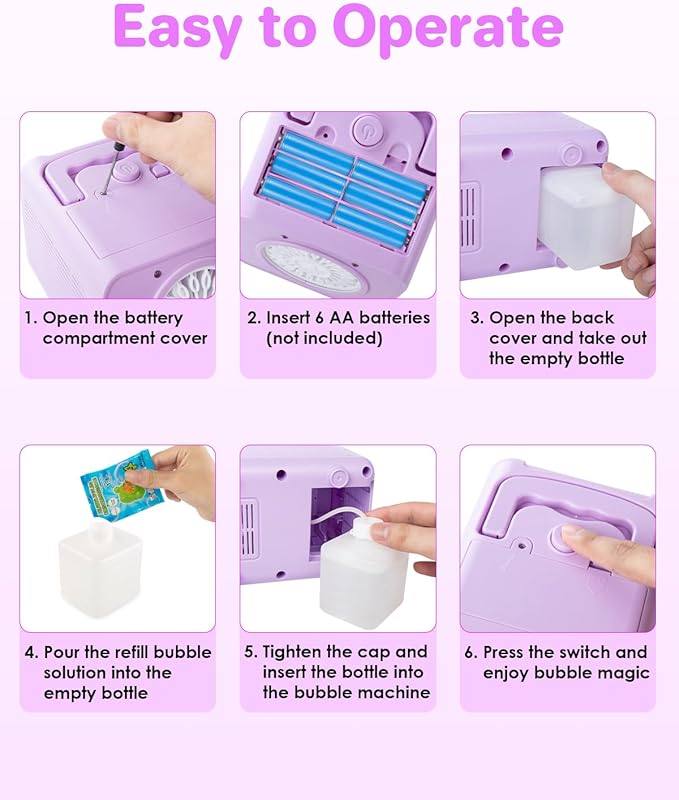 Upgraded Bubble Machine with 2 Speed Levels,Blow 20000+ Bubbles/Minute,Portable Automatic Bubble Machine for Kids Toddlers,Durable Bubble Maker Outdoor Toys Gifts for Birthday,Wedding,Party,Christmas