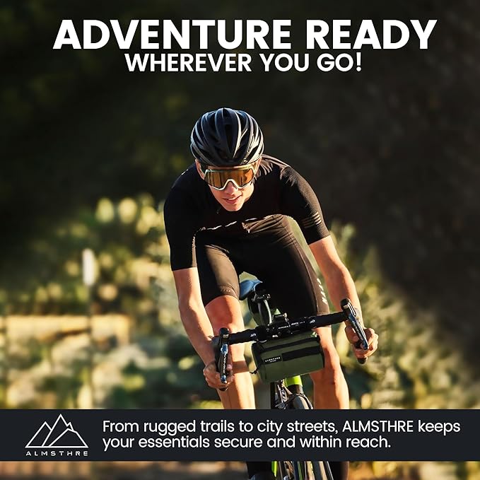 Compact Bar Bag – Hunter Green | Hard-Shell Bike Handlebar Bag with Waterproof Zipper & Adjustable Straps | Lightweight Bicycle Handlebar Bag, Compatible with Road, Gravel & MTB Bikes