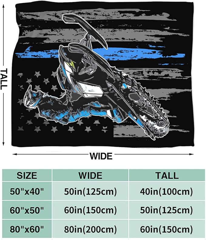Snowmobile Blanket Gifts for Girls Boys Skiing Sports Throw Blankets Cozy Plush Fleece America Flag Flannel Fuzzy for Men Women 60"X50"