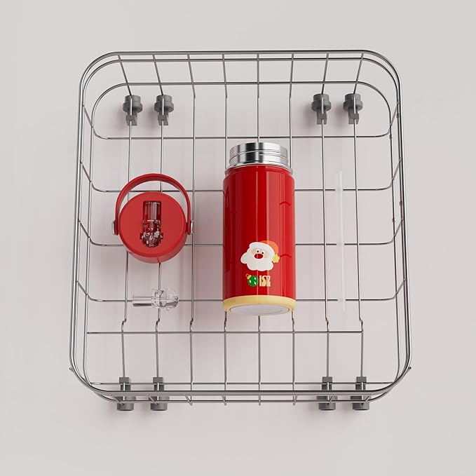 OISIZ Christmas Water Bottle for Kids,14oz Insulated Cup with Straw Lid,316 Stainless Steel Bottles for School,Insulated Tumbler for Holiday Gifts for Kids,Keep Cold for 24 Hours