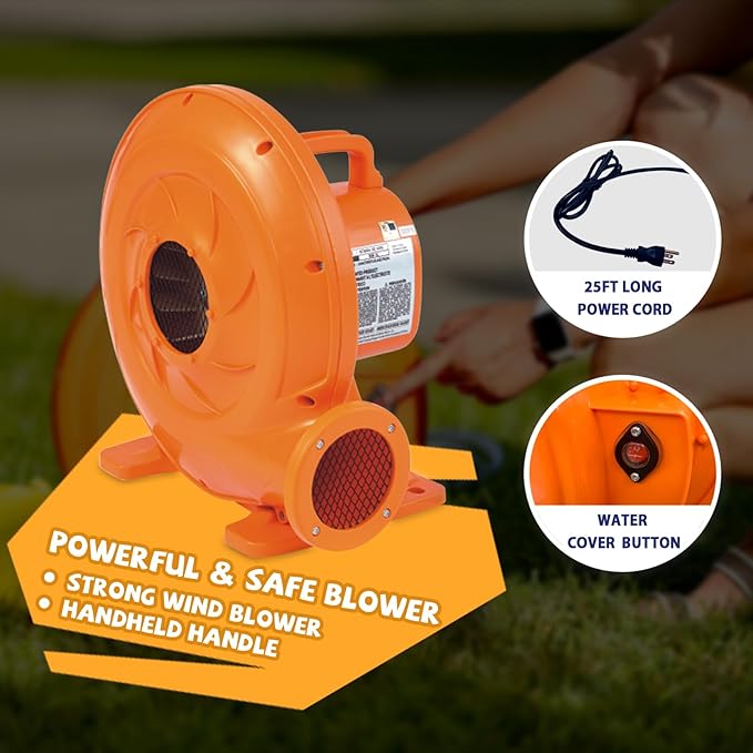 Action Air Water Slide - Inflatable Bounce House with Blower for Indoor & Outdoor - Jump Bouncy Castle with Slide - Big Bouncy Area, Big Pool, Love for Kids