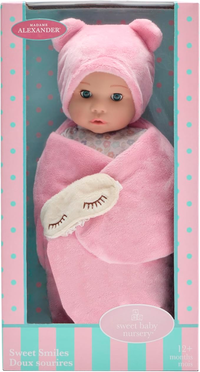 Madame Alexander 14-Inch Sweet Smiles Baby Doll, Bear Sleep Sack