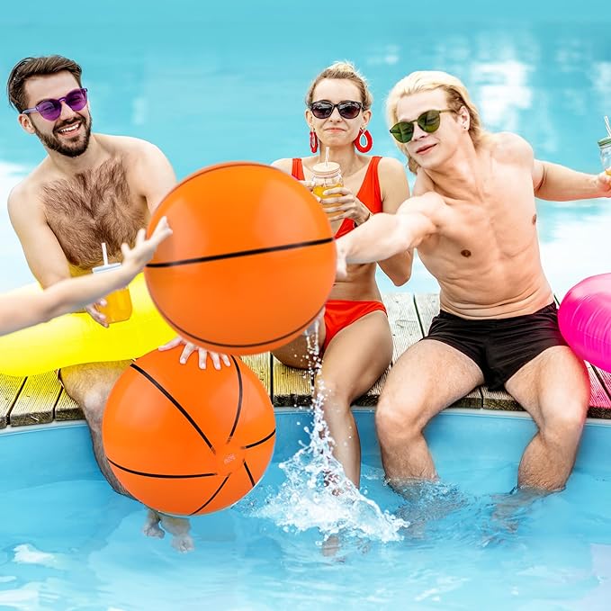 durony 12 Pieces Basketball Beach Ball 11 Inch Inflatable Basketball Bouncing Sports Ball Bouncy Toy Favors for Basketball Birthday Party Summer Beach Pool Games Decorations