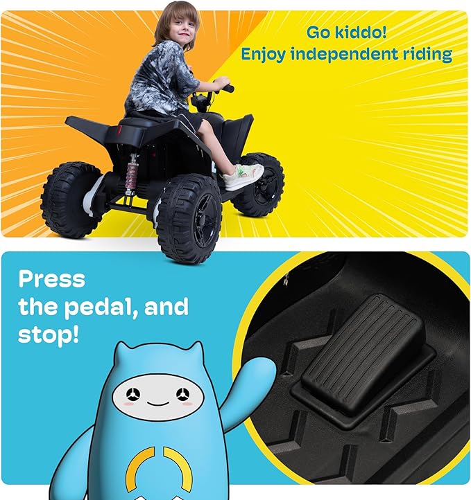 Kidzone 12V Kids Ride On ATV, Electric 4-Wheeler Car for Toddlers 37-96months, Battery Powered Vehicle w/LED Headlights, Rear Suspension, Forward/Reverse, Up to 3.7 MPH, 88 lbs Capacity - Pink