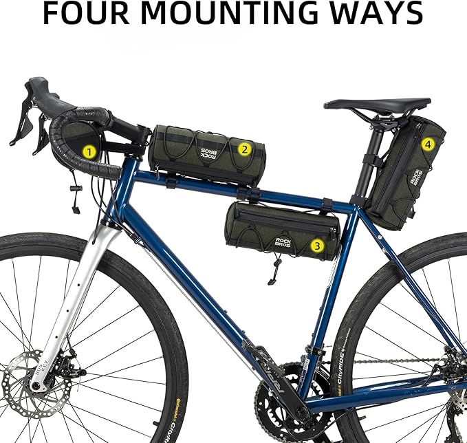 ROCKBROS Bike Handlebar Bag Small Bicycle Handle Bar Bag Handy Front Bike Bags Handlebar Storage Pouch Pack with Shoulder Strap Little Mountain Road Bike Barrel Bag