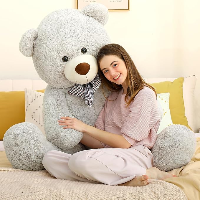 MaoGoLan Giant Teddy Bear Plush 5 Feet, Life Size Large Stuffed Animal 5 Feet,Soft and Fluffy Big Teddy Bear Gift for Baby Shower,Christmas,Valentines,Gray