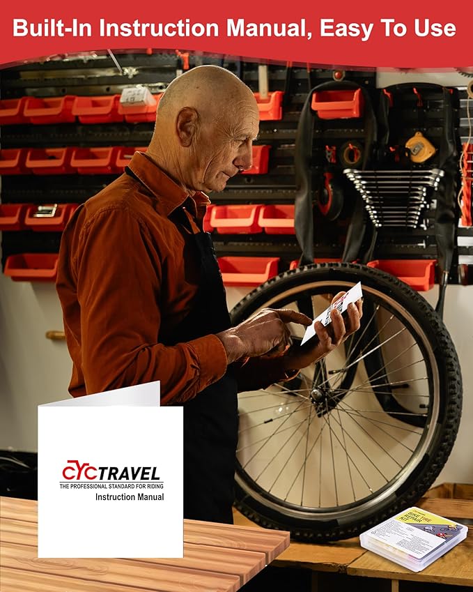 Bike Tire Repair Kit, Bicycle Inner Tube Puncture Patch Kits with 20 PCS Vulcanizing Patches, User Manual, Metal Rasp and Tire Lever, Bike Patch Kit for Mountain and Road Bike.