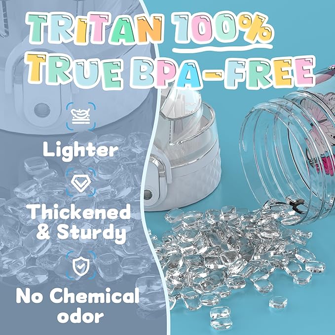 OLDLEY 17oz Kids Water Bottle for school Girls Boys, Water Bottle With Silicone Straw, Leak-Proof Tritan BPA-Free, Reusable water bottles for kids, Clear Butterflies