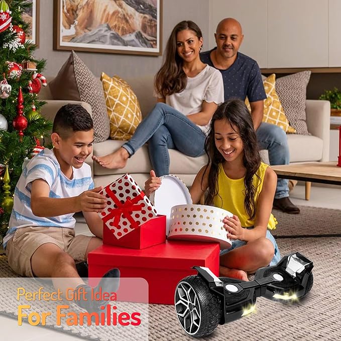 8.5” All Terrain Hover Board, Off Road Self Balancing Scooter with Bluetooth and LED Lights, UL2272 Safety Certified (Black)