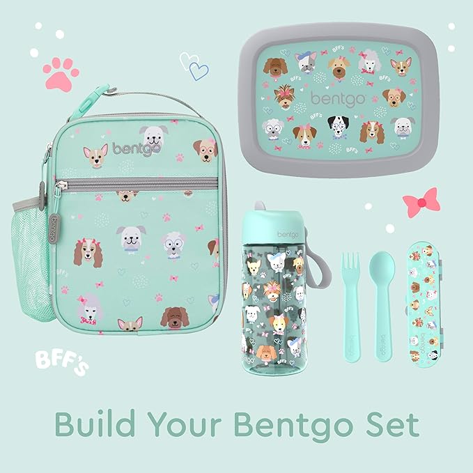 Bentgo® Kids Insulated Lunch Tote - Water-Resistant, Reusable, Lightweight & Durable Lunch Bag with Water Bottle Holder & Mesh Pocket, Fits Lunch Box & Water Bottle - Ideal for Ages 3+ (Puppy)