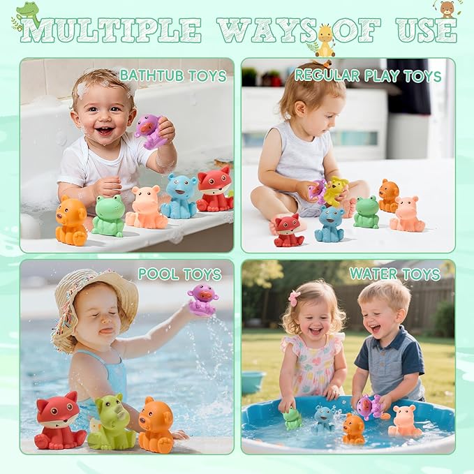 Baby Bath Toys for Babies 6-12 Months, 9 PCS | Sealed, No Hole & Mold Free Bath Toys, Soft & Safe Toddler Bath Toy Set, Bathtub Water Pool Toys