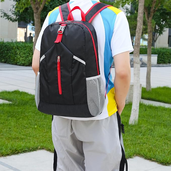 25L Foldable Hiking Backpack Lightweight Packable Basic-Daypack Collapsible Bag Water-Resistant Travel Men Women Camping Cycling Outdoor (Dark Blue)