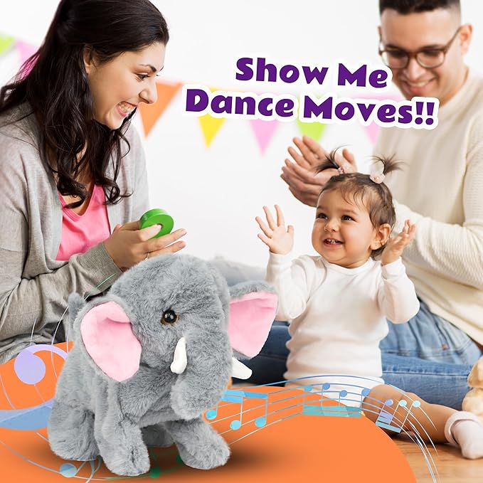 Cuteoy Walking Elephant Stuffed Animal Speaking Roar Plush Electric Interactive Animated Plushies Toy for Girls Boys Birthday