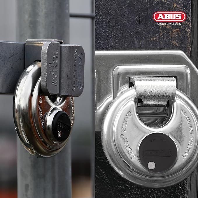 6 Pack ABUS Diskus 20/70 Heavy Duty Stainless Steel Disk Padlock - Rustproof Storage Lock with 3/8" Shackle - Made in Germany - Keyed Alike Code 323614
