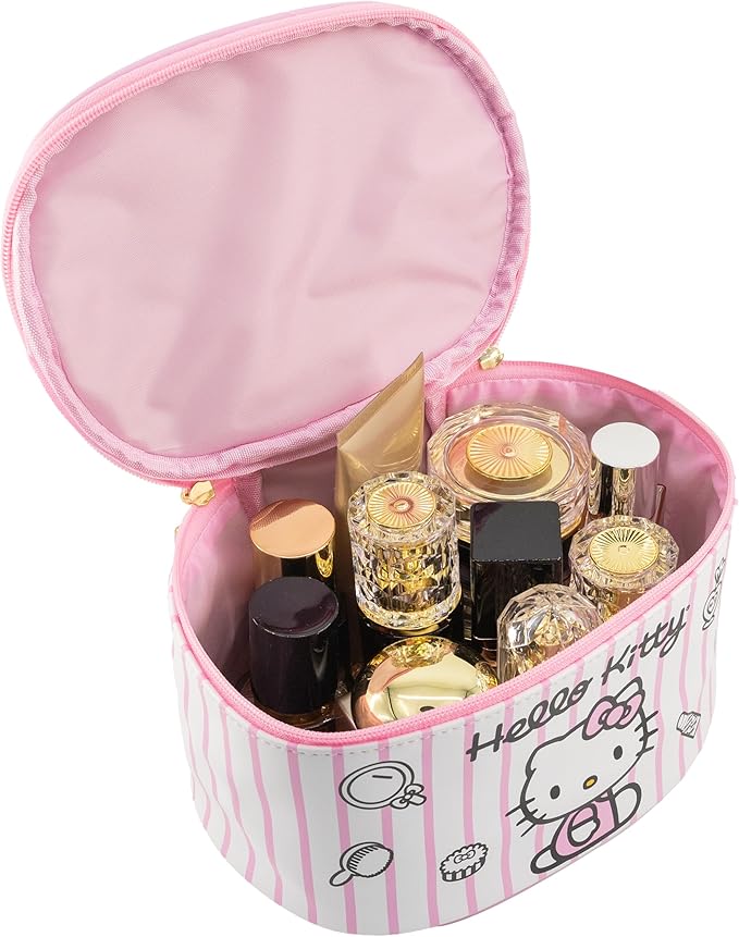 Sanrio Hello Kitty Makeup Bag – Makeup Organizer, Travel Toiletry Bag for Women & Girls | Cute Cosmetic Bag, Train Case for Kids, Travel Bag, Toiletry Bag for Women, Make up Storage | Ages 3+