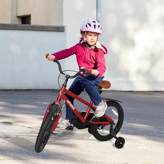 Outroad Kids Bike for Boys Girls Age 3-9 Years Old, 14 16 18 Inch Kid's Bike with Training Wheels, Children Bicycles for Toddler, Blue and Red